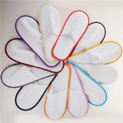 colorful edge 100 шт,, гостиничные тапочки для путешествий, спа, одноразовые тапочки для дома, Тапочки для гостей, одноразовые тапочки, допшиппинг - Цвет: colorful edge