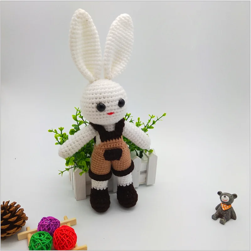 

1Pcs Hand-Woven Rabbit Art Home Decoration For Room Creative Woolen doll handicraft toy model cute cartoon souvenir custom gift