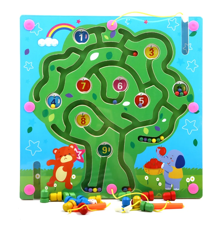 Развивающая игрушка Магнитная детская роликовая ручка-лабиринт с 3-4-6 лет унисекс 5 для раннего возраста интеллектуальная большой размер дерево