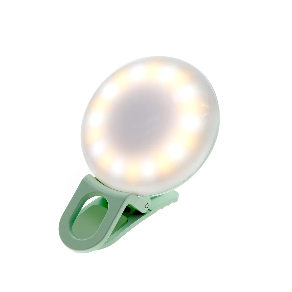 Green Портативный Selfie Flash Light Универсальный затемняемый заполняющий свет usb зарядка клип на мобильный телефон группа ламп для ночной фотографии - Испускаемый цвет: Green
