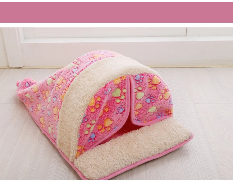 Petshy коралловый флис домашнее животное кошка собака кровать съемный моющийся щенок котенок Питомник Гнездо Подушка маленькая средняя собака кровать палатка-пещера дом
