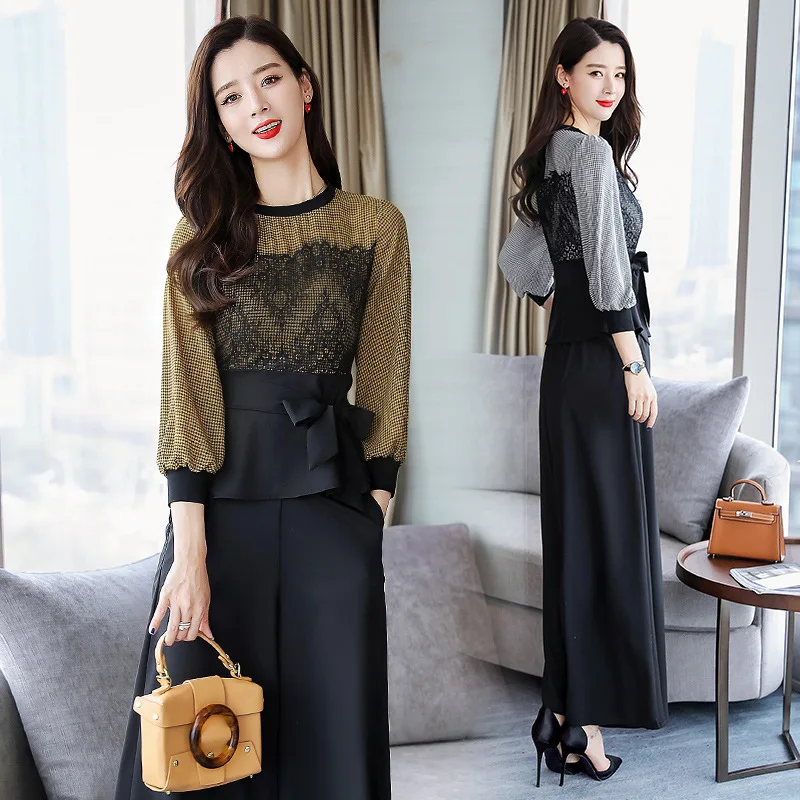 

2019 Spring And Autumn New Style Women's Fashion Elegant Short-height Two-Piece Set Goddess-Style Early Autumn Pendant Sense Loo