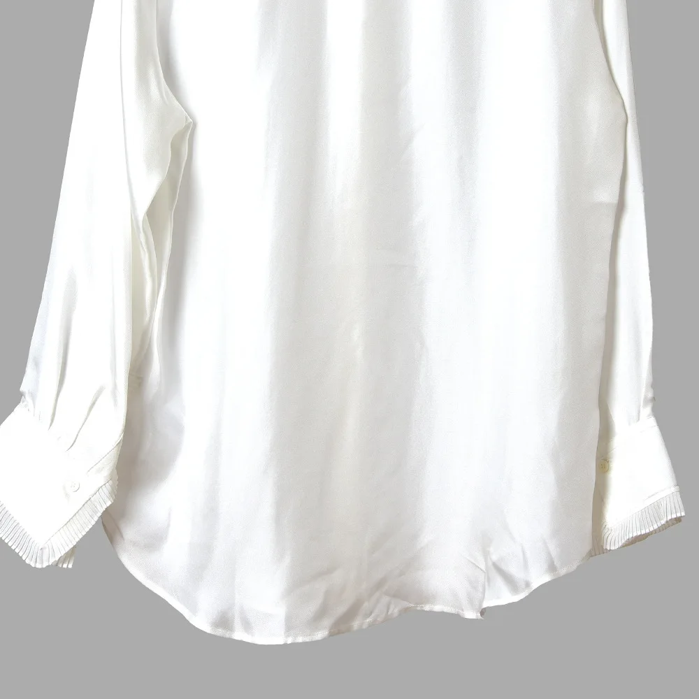 Женская рубашка осень и зима новая жемчужная пряжка шелк Дикий лист лотоса воротник тонкая рубашка