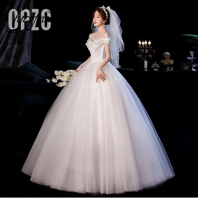 Fashion Classic Simple Sweetheart Wedding dress plus size off shoulder Bow Vestidos De Noiva Robe De Mariage
