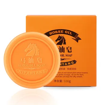 

2019 Anti-mites Brighten Skin Color Horse Oil Soap Oil-control Moisturizing Horse Oil Essential Oil Soap