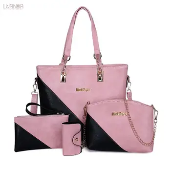 

Women PU Leather Casual Tote High Quality Handbag Fashion Designer Lady Shoulder Bag Panelled Compound Female Messenger Bags