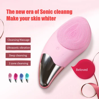 

Mini Electric Facial Cleansing Brush Silicone Sonic Face Cleaner Deep Pore Cleaning Skin Massager Face Cleansing Brush Device