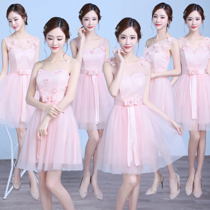 

Pink Bridesmaid Junior Elegant Short Guest Wedding Party Dresses for Women Tulle Sweetheart Sexy Prom Simple New Years Eve Dress