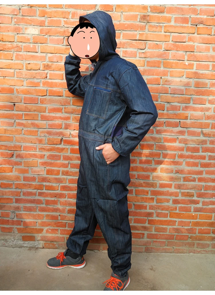 Men Work Clothing Long Sleeve Denim Coverall High Quality Wear resistance Overalls Repairman Machine Auto Repair Working uniform (2)