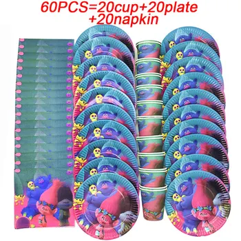 

Trolls Party Banner Flags Birthday Party Plate Cup 1st Birthday Party Decoration Kids Favor Trolls Theme Tableware Supplier