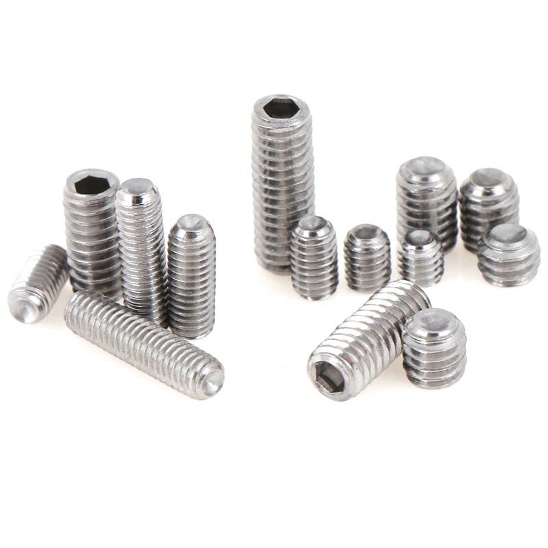 

50 Pcs/lot Stainless Hex Hexagon Socket Set Screw Headless Concave End M3 M4 2-35mm