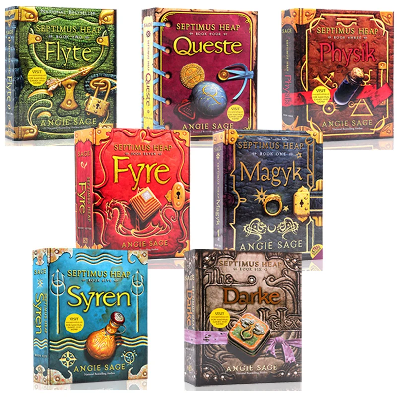7 книг Септимус кустарник ANGIE шалфей Magyk Flyte физик квест Syren Darke Fyre детская