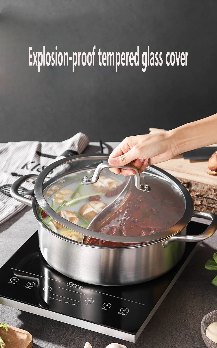 Нержавеющая сталь Shabu-shabu бытовой с крышкой горячий горшок суп горшок Газовая специальная кастрюля горячий горшок котелок, кухонная посуда горшок Ollas De