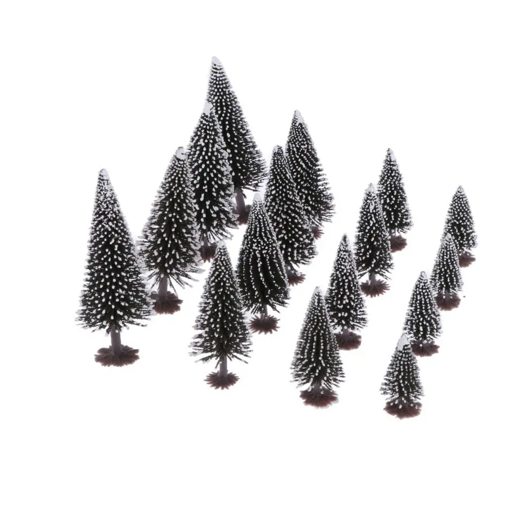 16x Tree Scenery Model Mixed for Model Train Railway Architecture Diorama DIY Scenery Landscap, 6cm/2.36 inch -12cm/4.72 inch