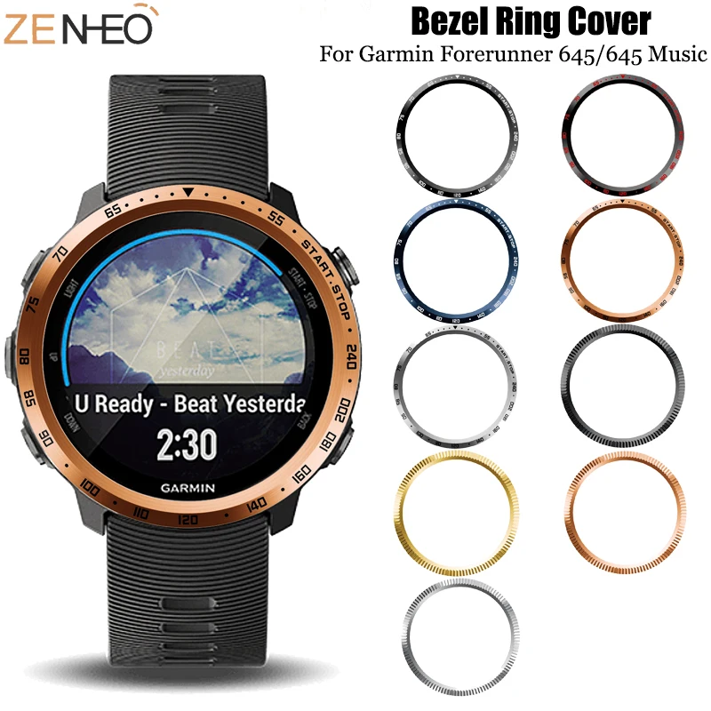 

Metal Cover Frame For Garmin Forerunner 645/645 Music Watch Dial Bezel Ring Case Adhesive Cover Anti Scratch Protection Ring