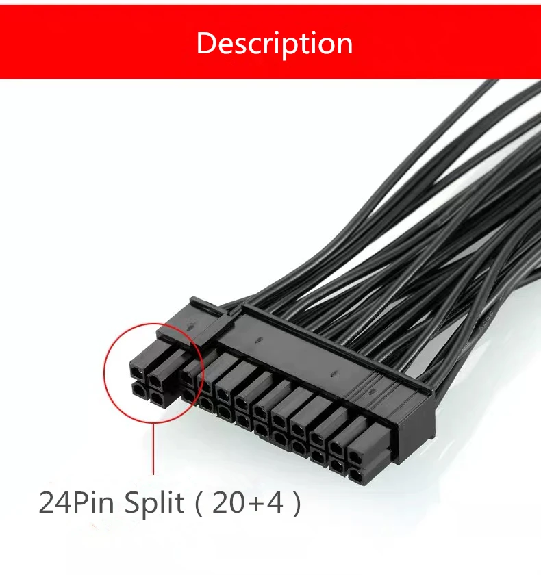 ATX 24Pin Power Supply Synchronizer Male to Female Mining 24 Pin Y Splitter Dual PSU Extension Cable For Computer Adaptor 30CM