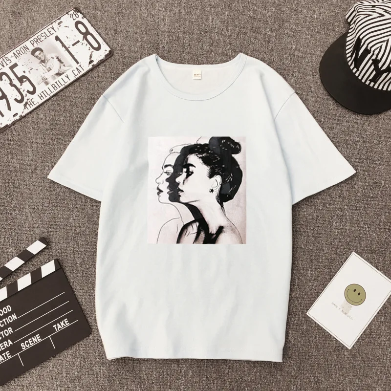 

Summer Fashion Cotton Harajuku Aesthetics Tshirt Girls Print Short Sleeve T shirt Slim Fit Soft Women tops Casual Female Clothes