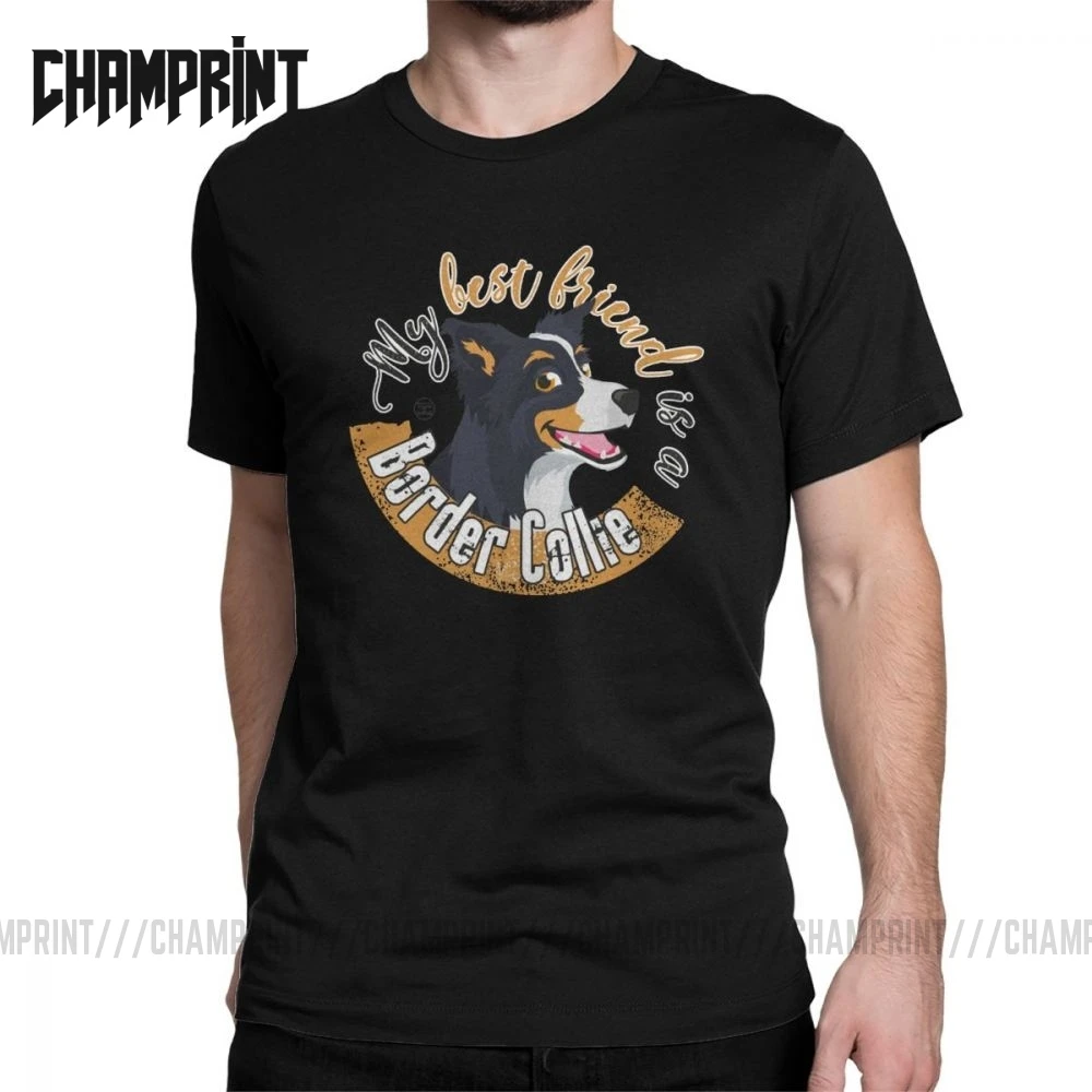Новинка футболки My Best Friend Is A Border Collie Мужская хлопковая футболка с короткими