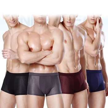 

Men's Ice Silk Breathable Underwear Mens Mesh Pants Transparent Boxershorts Men Boxer Shorts Hombre Trunk Underwears