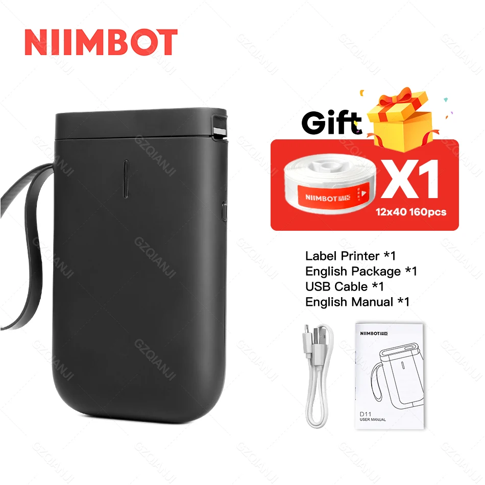 Niimbot D11 Label Printer Mini Wireless Sticker Printing Label Maker with 5 10 Roll White Paper Official Phone Price Tag Printer mini photo printer canon Printers