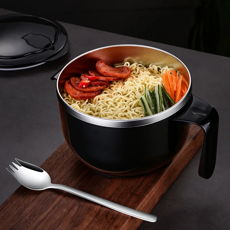 Lunch Box Large Stainless Steel Bowl of Instant Noodles To Eat Rice with Lid Household Utensils Soup | Дом и сад