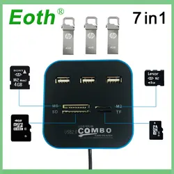 Eoth USB 2,0 usb 3,0 концентратор Combo все в одном Multi-card Reader с 3 Порты USB2.0 вцв для MMC/M2/MS голубой цвет компьютер Тетрадь