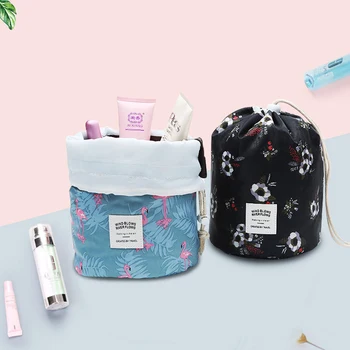 

Women's Cosmetic Bag Color Cylinder Drawstring Waterproof Travel Portable Cosmetic Bag Large Capacity Beauty Wash Storage Bag