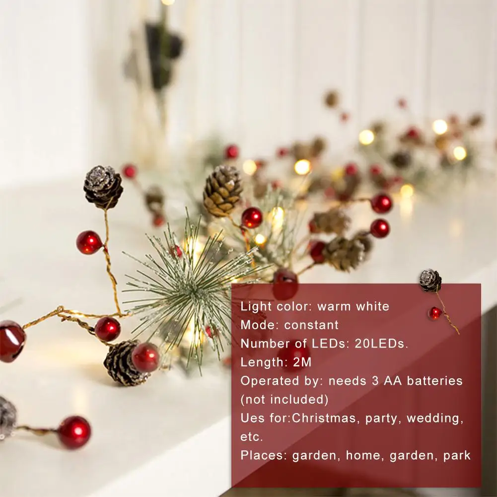 Сказочные огни для Счастливого Рождества светодиодный медные светильники сосновая конусная струна для рождественской елки и украшения дома