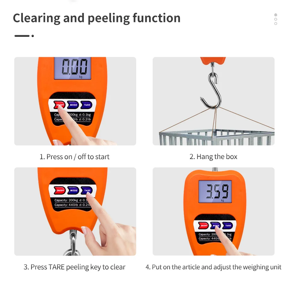 2025 Digital Hanging Scale - 200kg LCD Crane Scale