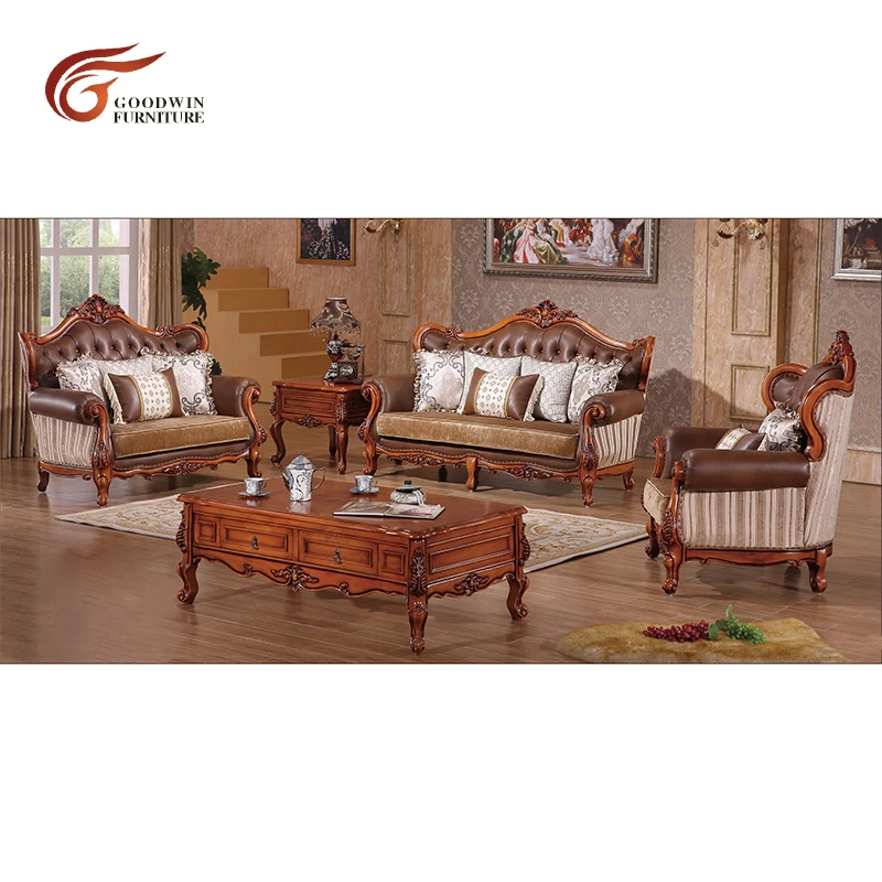 Германия гостиная кожа роскошный арабский диван деревянный диван дизайн WA540