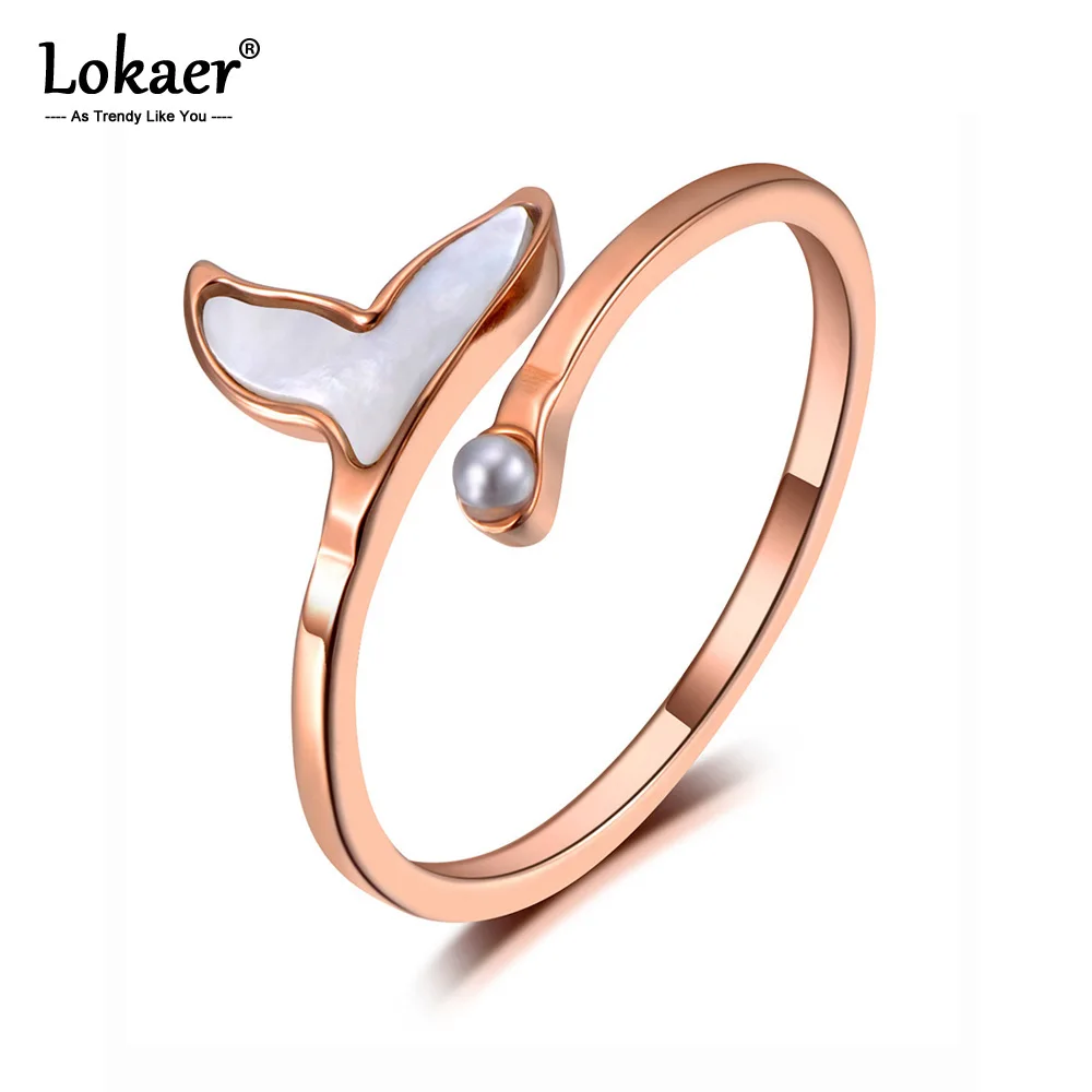 Lokaer Трендовое кольцо из титана нержавеющая сталь белый корпус с рыбьим хвостом