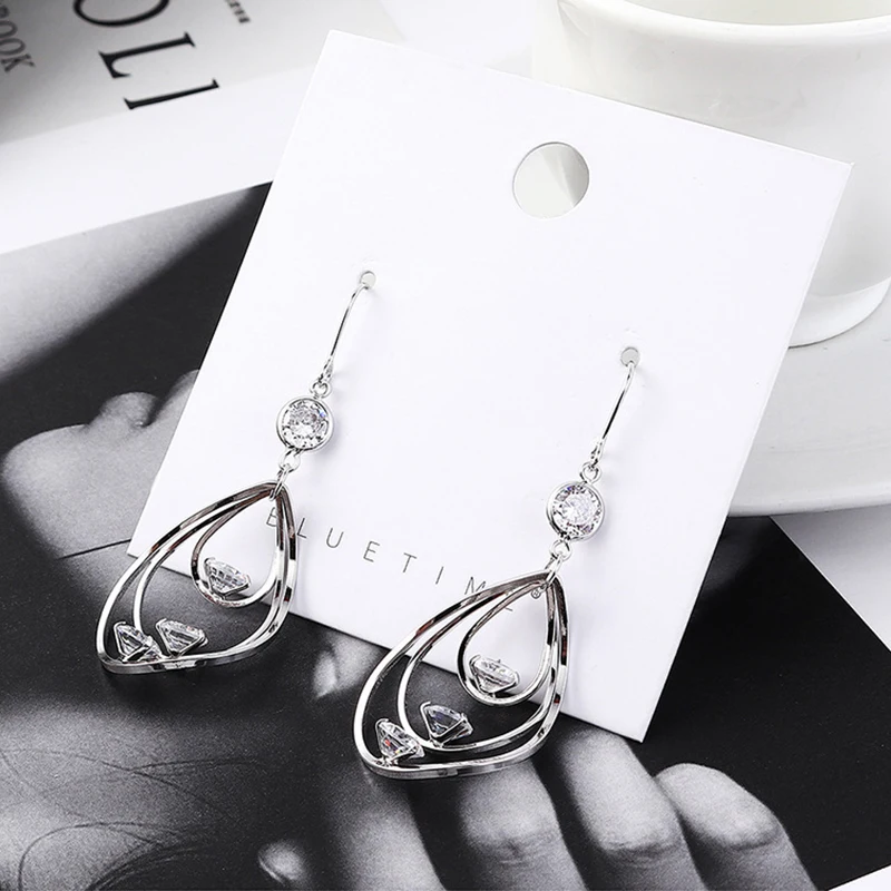 

2019 BrincosTemperament Zircon Earrings women earrings s de mujer pendientes mujer statement aretes de mujer long earring