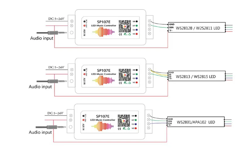 DC5-24V SP105E SP107E Magic работы при прослушивании музыки по Bluetooth контроллер SP108E WI-FI контроллер для WS2811 WS2812B SK6812 APA102 WS2801 Светодиодные ленты