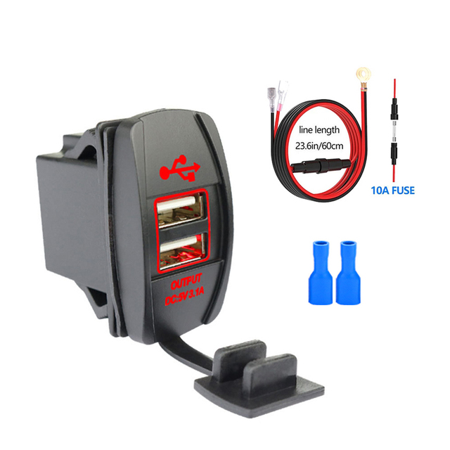 Dual USB Socket Adapter Car Charger USB Port 3.1A Car USB Charger Power Adapter Waterproof Car Electronics Accessories