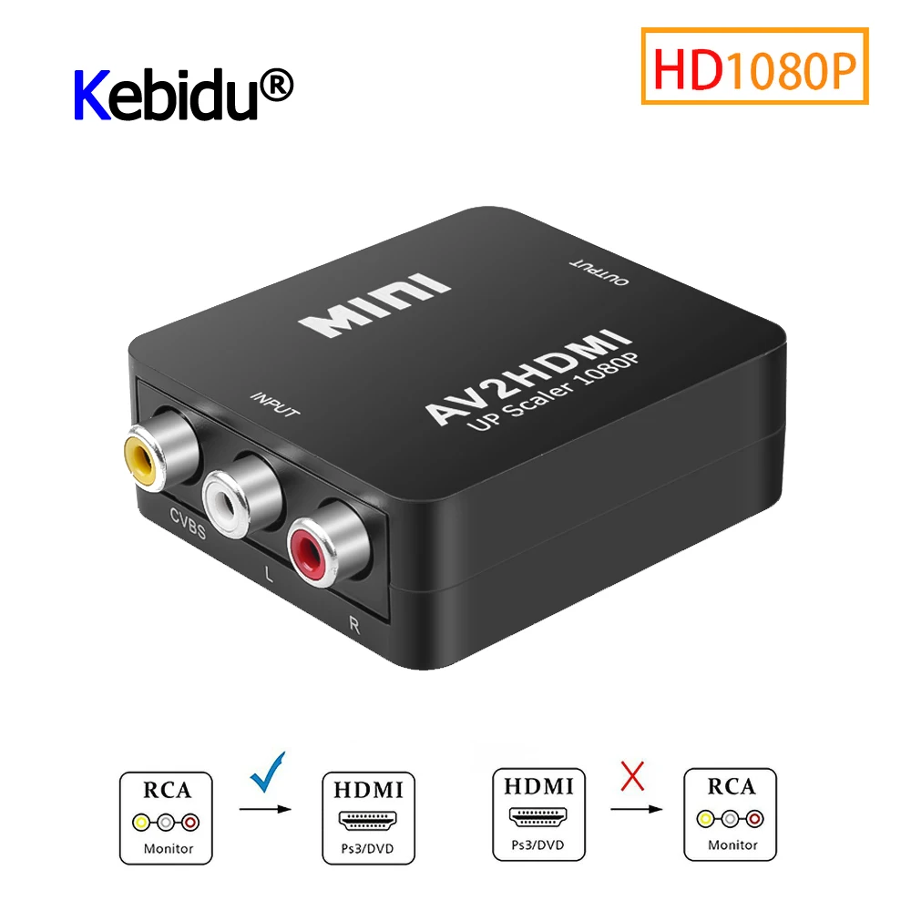 Портативный конвертер RCA AV в HDMI Full HD Папа мама композитный мини адаптер CVBS AV2HDMI