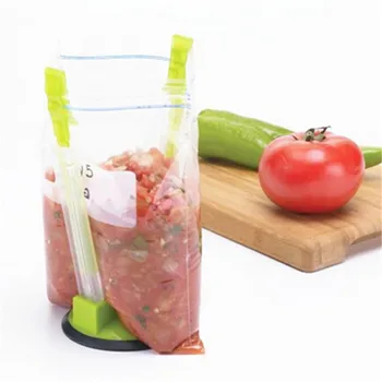 

Green High Quality Baggy Rack Food Bag Holder Hands Free Operation Adjustable Height Food Storage Bag Holder