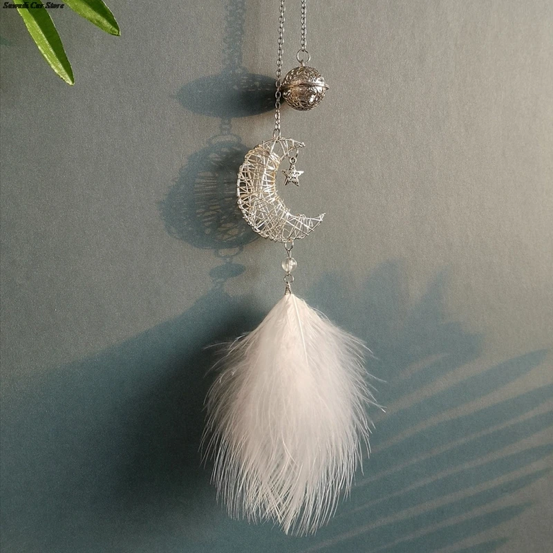 Car Dream Catcher Feather Pendants White Pink Fluffy Feather Soft Hanging Ornament Auto Home Wall Pendant Decoration Gifts New