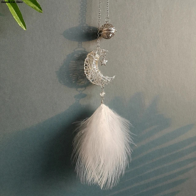 Car Dream Catcher Feather Pendants White Pink Fluffy Feather Soft Hanging Ornament Auto Home Wall Pendant Decoration Gifts New CAR15450WT