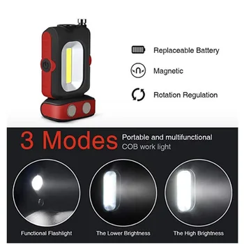 

Wasafire Adjustable COB LED Work Light Waterproof 3 Mode Magnetic Flashlight Inspection Lamp Hand Torch Camping Tent Lanterna