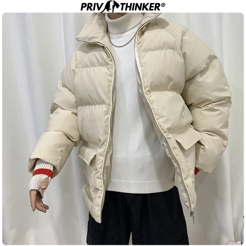 Privathinker Winter Men Short Thick Parkas Jacket Male Fashion Loose Warm Coat Male Streetwear Korean M-5XL Solid Clothing