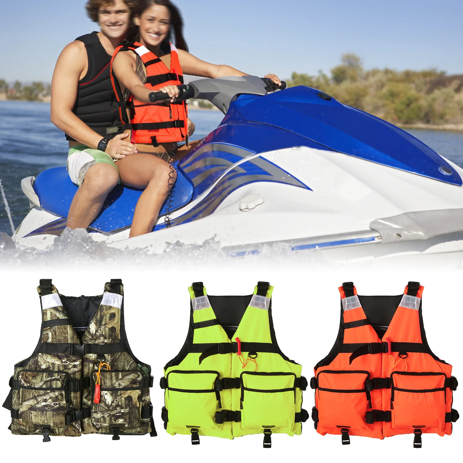 Men Women Fishing Vest Multi-functional Boating Sailting Safety Life Jacket  with Reflective Block Life Whistle Life Vest - Price history & Review, AliExpress Seller - Outdoor Fitness Life Store