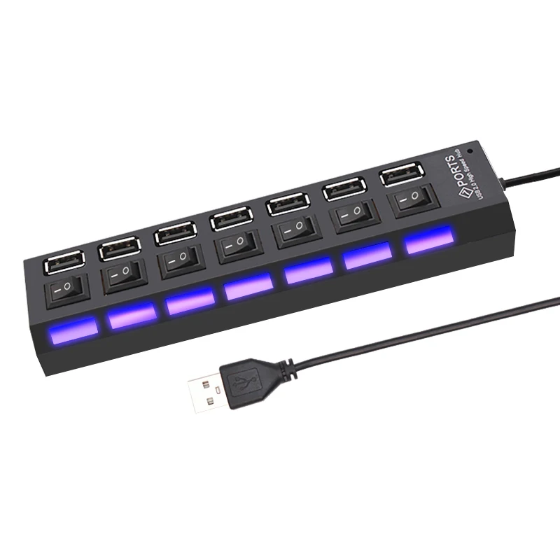 USB 2.0 Hub USB Hub 2.0 Multi USB Splitter Hub Use Power Adapter 4/7 Port Multiple Expander 2.0 USB Hub with Switch for PC 3
