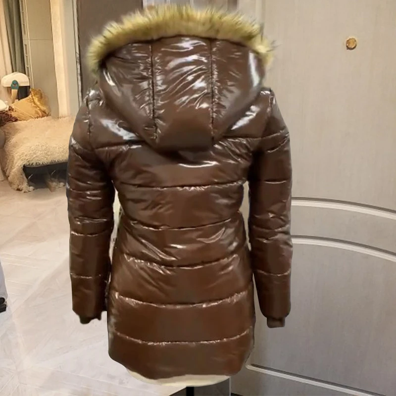 Модная куртка с меховым воротником и хлопковой подкладкой, Женское зимнее пальто, черный капюшон, флис, теплая, 4XL, женские пальто размера плюс, парки, верхняя одежда