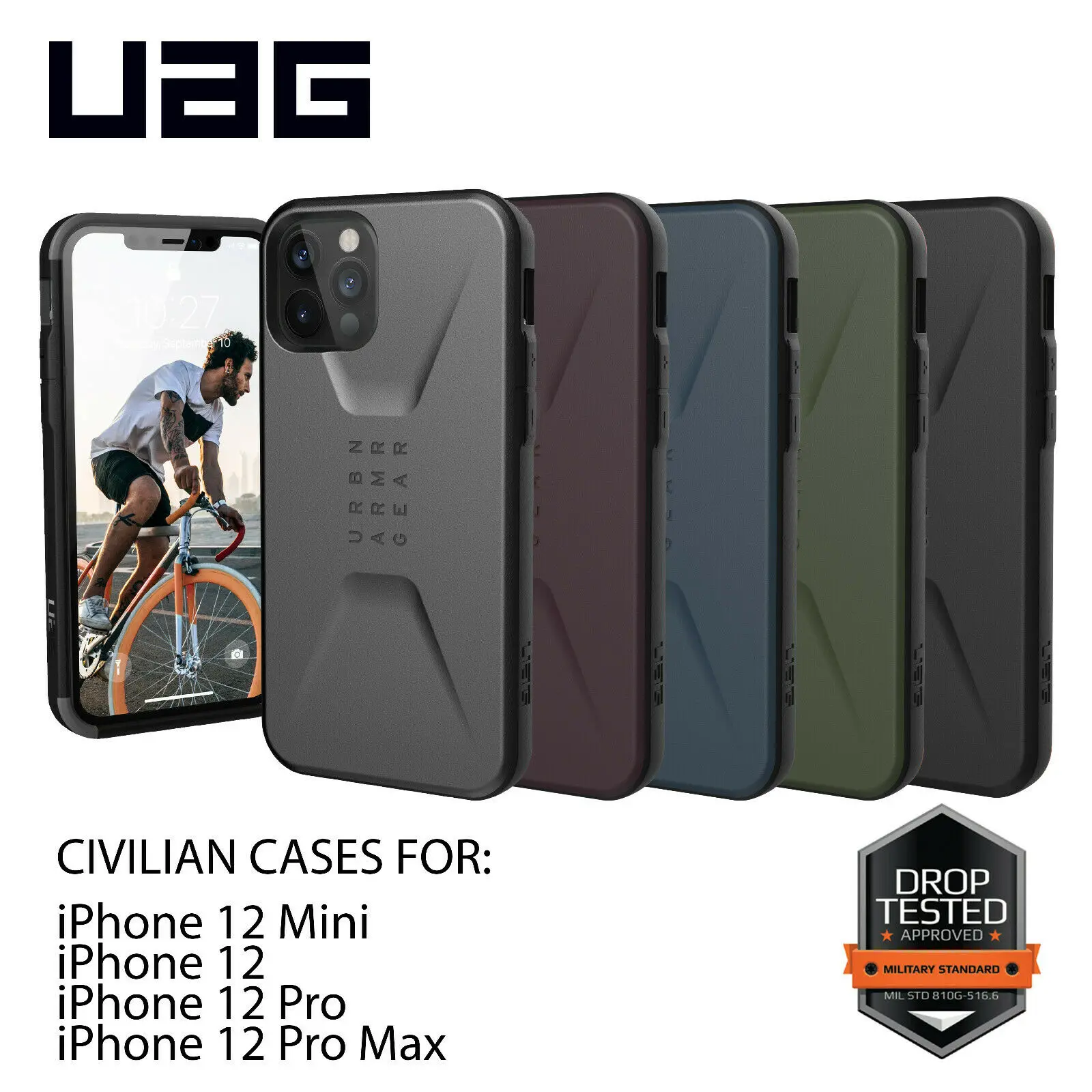 

UAG Civilian Spec series Silicone Case Military grade Anti-knock phone case Cover For APPLE iphone 12/12 pro/12 Pro Max/12 mini