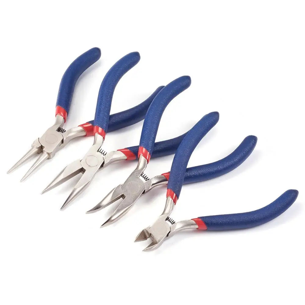 

Jewelry Pliers Set Side Cutting Round Nose Bent Nose Long Chain Nose Pliers Ferronickel Carbon-Hardened Steel For Jewelry Making