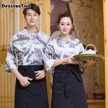 

2020 hot unisex japanese korea style medium sleeve chef cook uniform top waiter work wear restaurant cuisine cook
