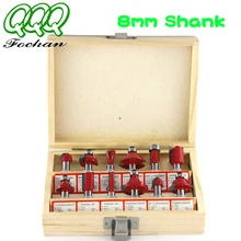 QQQ 12 pièces 8mm routeur jeu de Bits coupe droite fraise bois Bits carbure de tungstène coupe coupe du bois