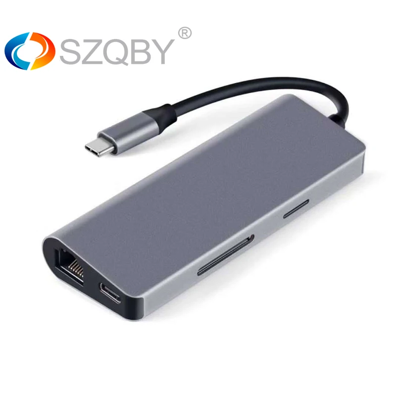 

7 in 1 TC71N TYPE-C adapter Type-C to USB 3.0 X 2 + HDMI + SD/TF Card Reader + RJ45 Silver Grey