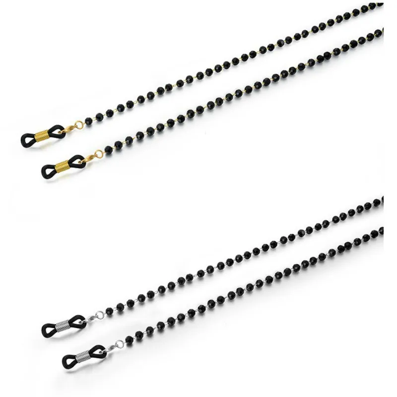Handmade Black Crystal Bead Chain Reading Glasses Chain Women Sunglasses Cords Eyeglass Lanyard Hold Straps Eyewear Retainer