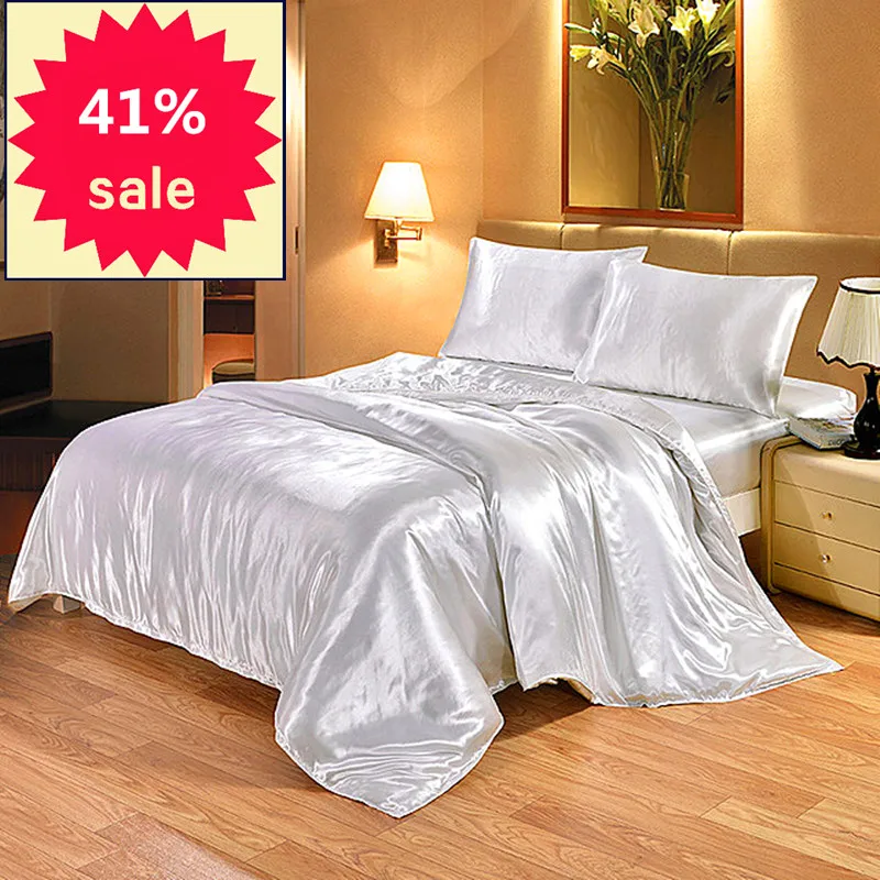 

Satin Silk Bedding Set Luxury Queen King Size Bed Set Quilt Duvet Cover Linens And Pillowcase For Single Double Bedclothes